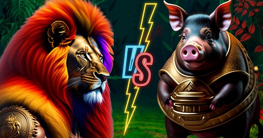 The Lion's Brave Battle Against The Boar's Evil. Who Will Win?