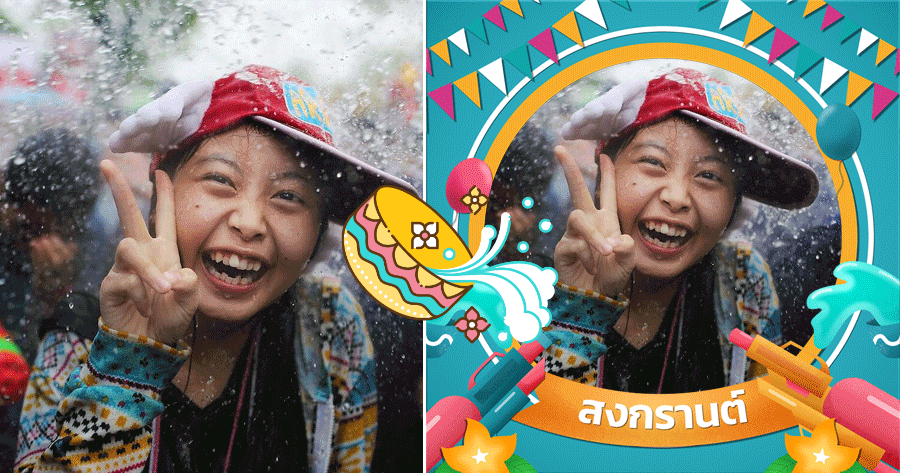 Ch&agrave;o mừng năm mới  Th&aacute;i Lan với khung ảnh Songkran