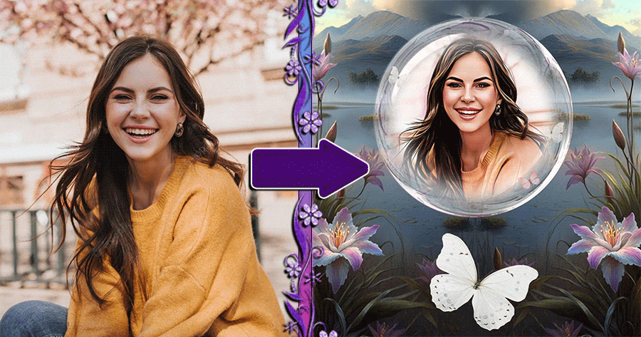 Turn Your Photo Into An Oil Painting Masterpiece With Flower And Butterflies 🖌️