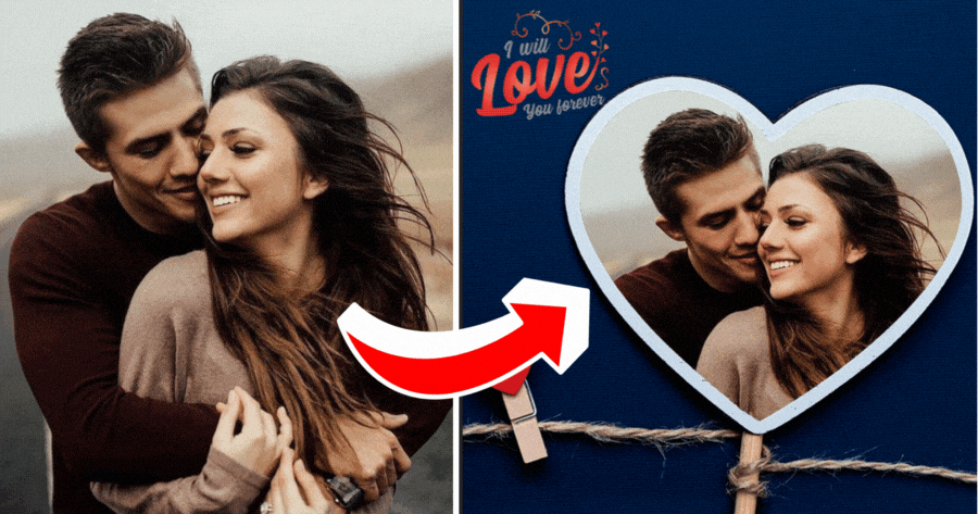 ❤️ Personalize sua foto de clipe de cora&ccedil;&atilde;o rom&acirc;ntico aqui!