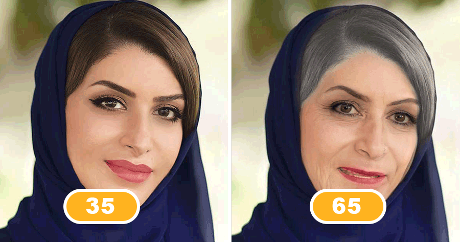 ماذا تنتظر؟ قم بتحميل صورتك وتعرّف مسبقًا على نفسك في سن الستين!" 📸