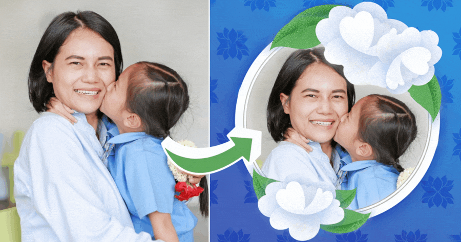 👩&zwj;👧&zwj;👦 สร้างรูปภาพของคุณสำหรับความรักวันแม่