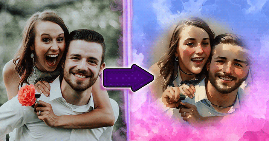 Draw Your Couple Watercolour Photo