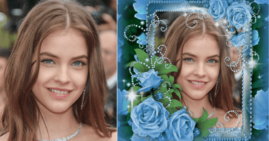 Upload uw foto's om mooi te worden in deze blauwe rozen fotolijst
