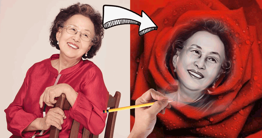 Carica una foto per realizzare il tuo ritratto a schizzo di una rosa rossa