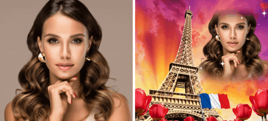Get Your French Photo Next To Eiffel Tower And Pretty Tulips!