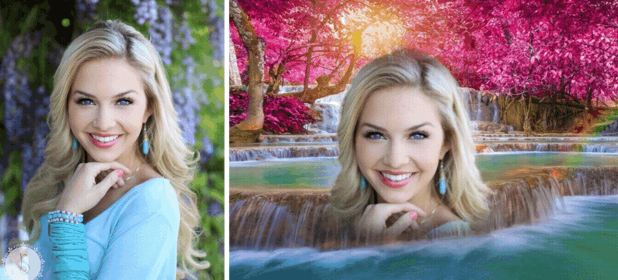 Your Photo Beside This Waterfall Surrounded By Pink Trees Looks Breathtaking!