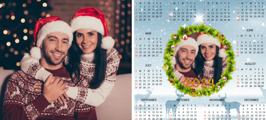 Adăugați fotografia dvs. &icirc;n acest adorabil calendar 2024 cu decorațiuni de Crăciun! 📓