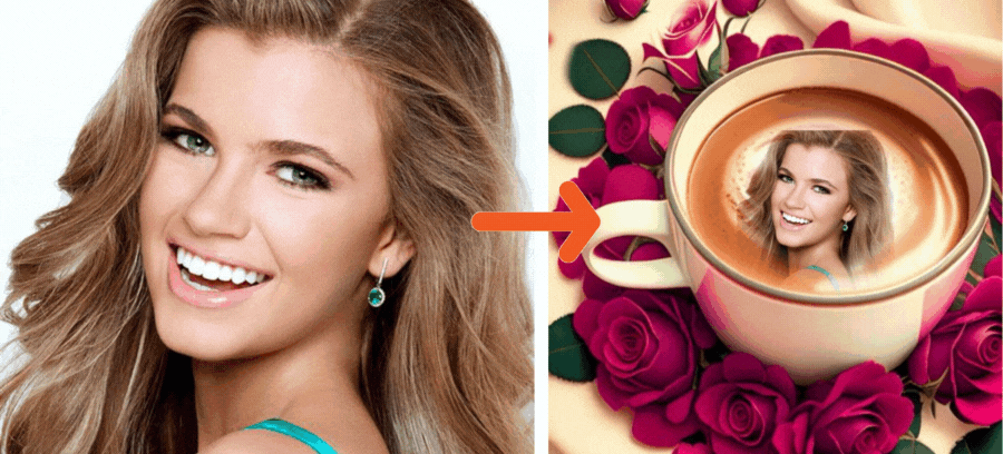 Start Your Day With Your Photo On A Coffee Cup Around Flowers ☕