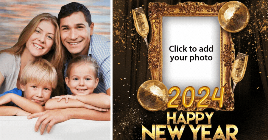 Erstellen Sie Ihre Familienfotos zum Feiern des neuen Jahres
