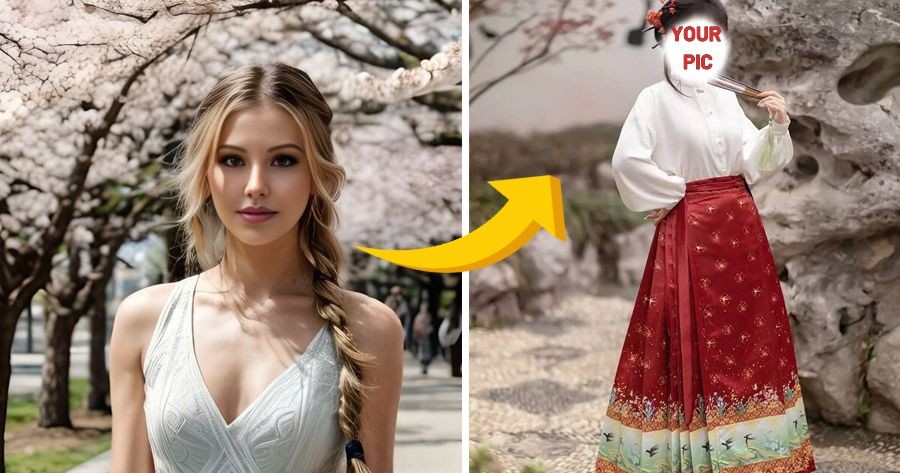 Create Your Photo With The Chinese Style Horse Face Skirt Costume