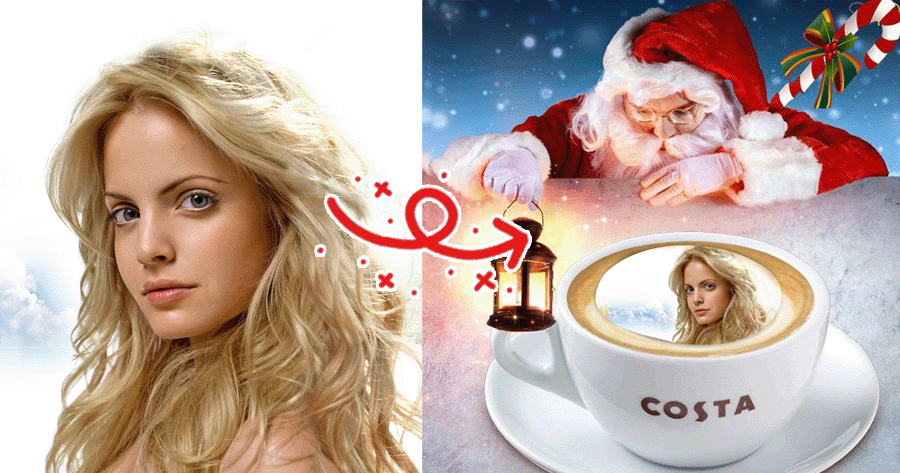 🎅 Edit Your Photo With Funny Santa & Coffee Cup Frame!