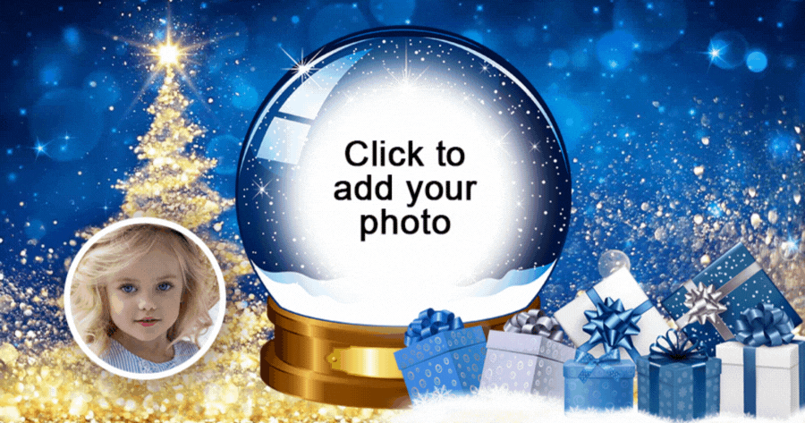 Personalize sua Foto de Bola de Cristal de Natal