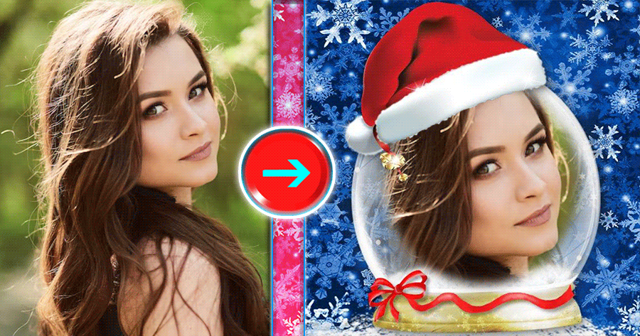 Create The Awesome Photo With A Santa Hat And Snow Globe ❄️