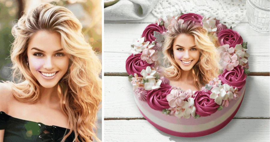 Feliz Anivers&aacute;rio | Edite sua foto com esta moldura de bolo de flores!