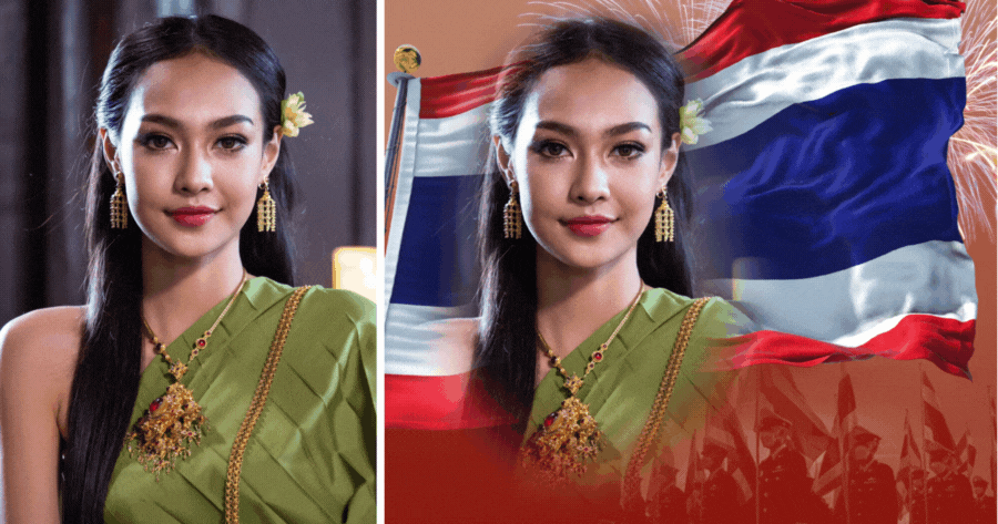 สร้างภาพถ่ายธงของคุณเพื่อฉลองวันชาติของไทย