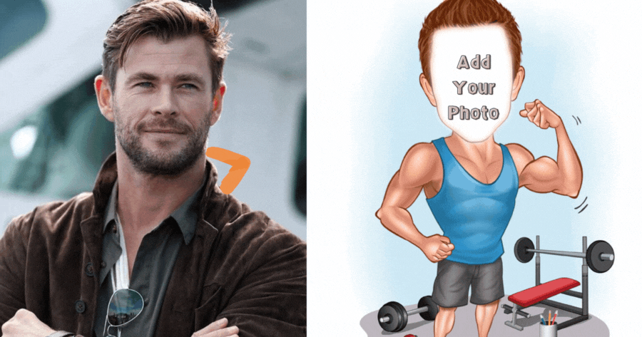 Crie seu retrato de caricatura de homem musculoso gratuitamente agora!