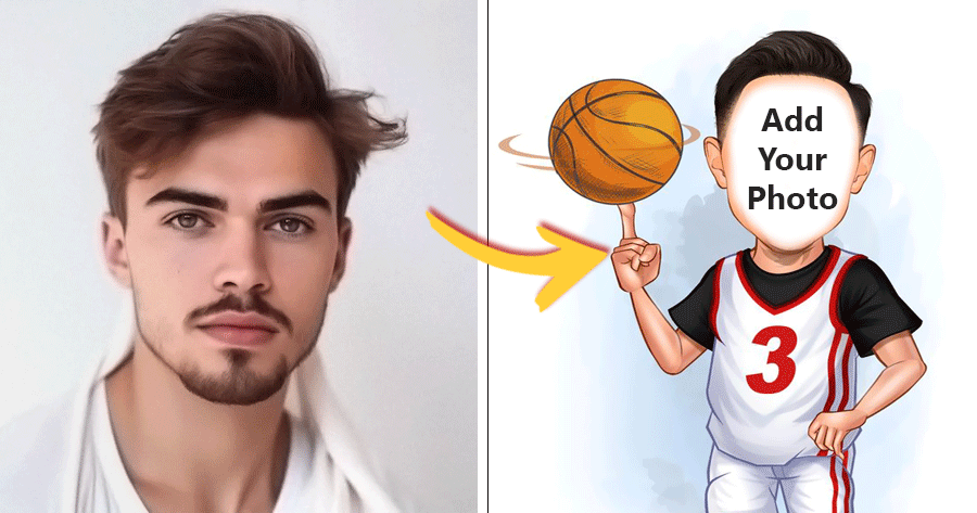 Projete sua foto com retrato de traje de basquete!