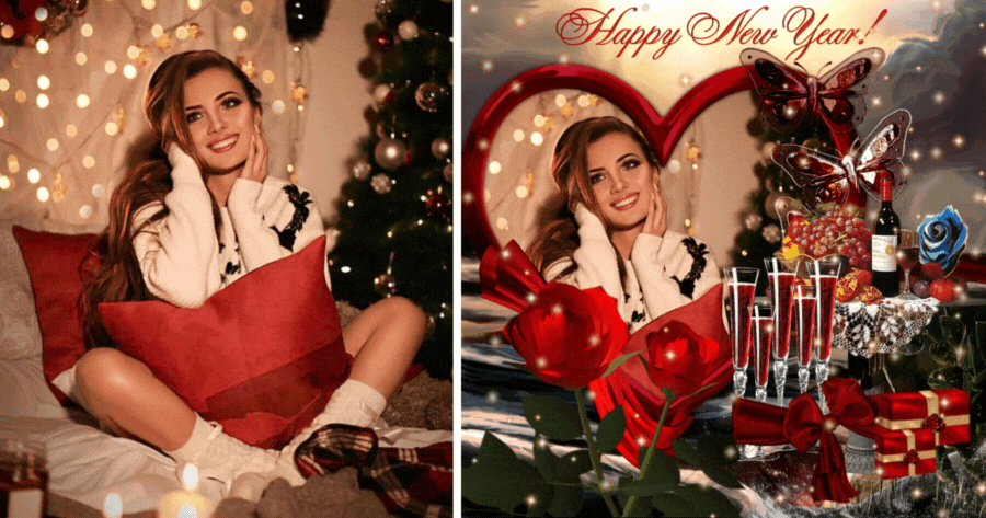 Schm&uuml;cken Sie Ihr Foto mit dem Neujahrsliebesrahmen
