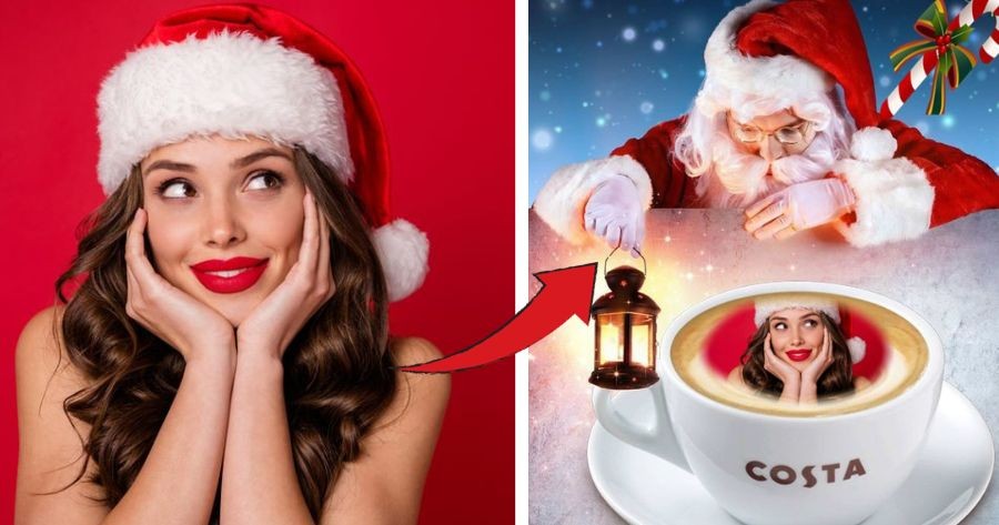 Create Your Wonderful Coffee Cup Photo With The Santa