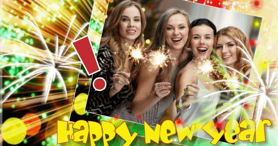 Erzeugen Sie Feuerwerk-Fotorahmen f&uuml;r das Neue Jahr