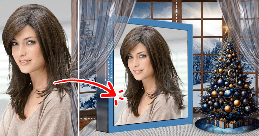 Add Your Photo To This Blue Christmas Tree Frame!