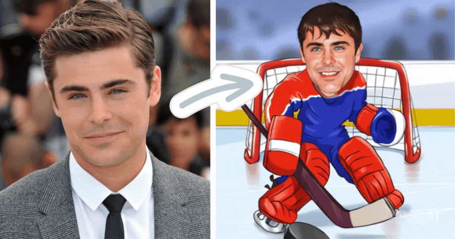 &iexcl;Sube tus fotos! Consigue tu caricatura pareciendo un jugador de hockey