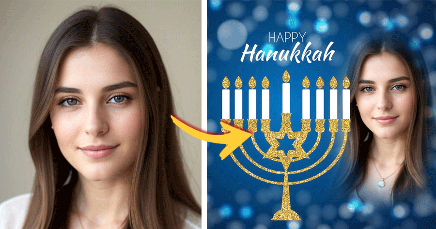 Edit Your Photo With Happy Hanukkah Jewish Holiday Frame!