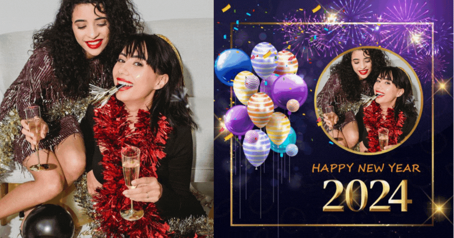 Erstellen Sie Ihr Neujahrsfoto mit einem Ballon