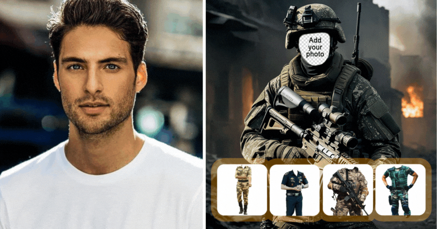 Add Your Photo To Select Your Favorite Soldier Suit!
