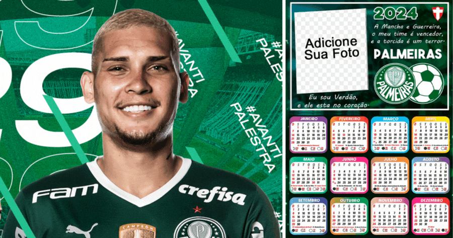 Fa&ccedil;a sua foto de calend&aacute;rio de 2024 para apoiar o Palmeiras!