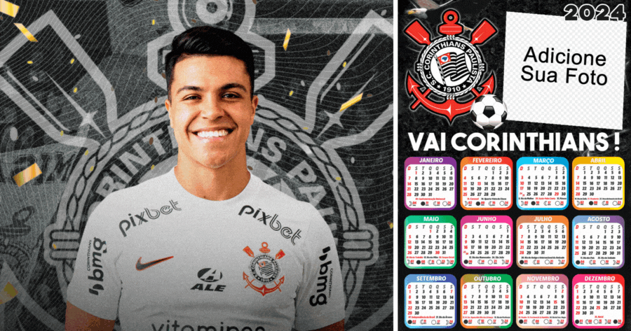 Fa&ccedil;a sua Foto de Calend&aacute;rio 2024 para apoiar o Corinthians!