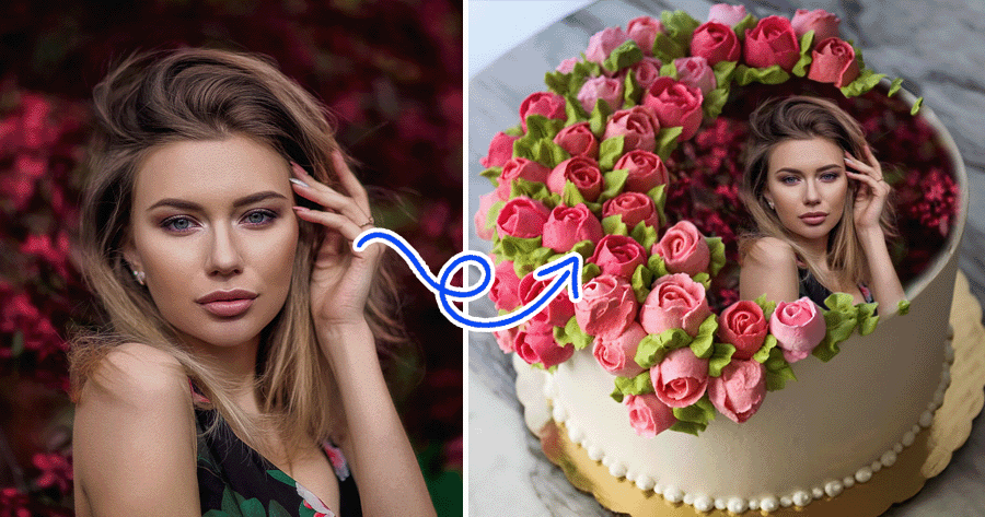 🎂 Make Your Happy Birthday Flower Cake Photo Here