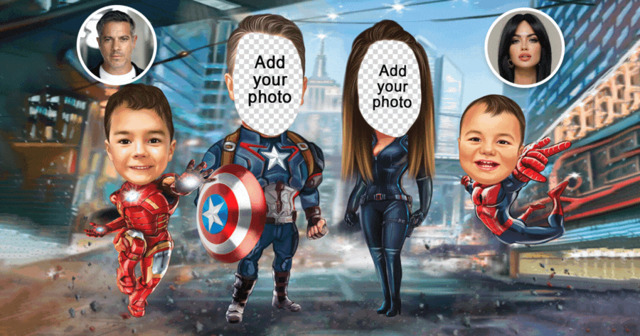 Effets de visage de dessin anim&eacute; | Devenez un Super Maman et Papa!