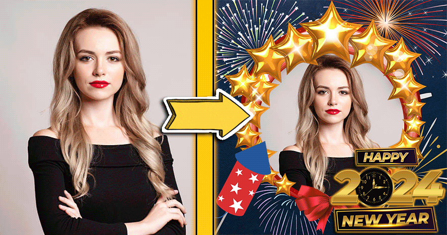 Create Your Luxury New Year Photo Frame 2024! ✨📷