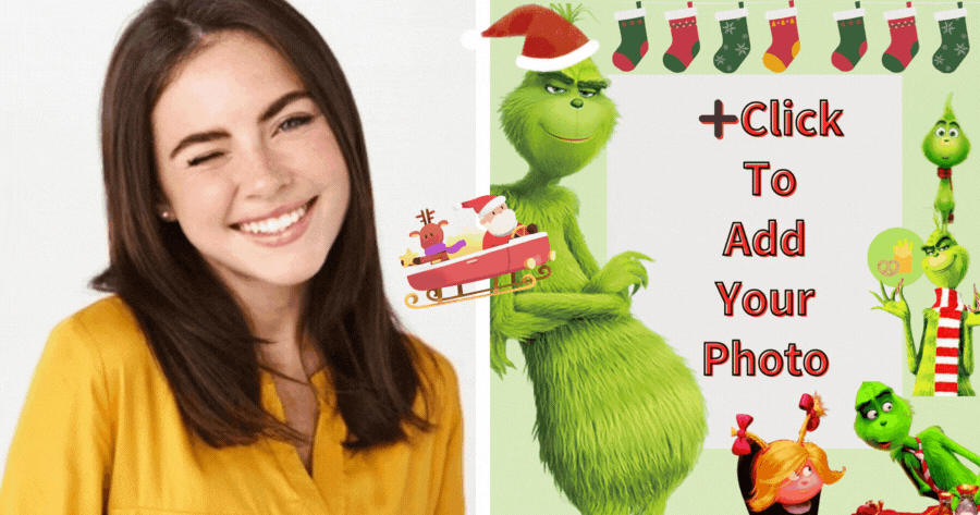 Ingyen k&eacute;sz&iacute;thető Vicces Grinch Kar&aacute;csonyi Keret!🎄👉👾