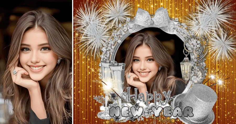 Sparkle Your Beauty With 2024 Firework Frame!