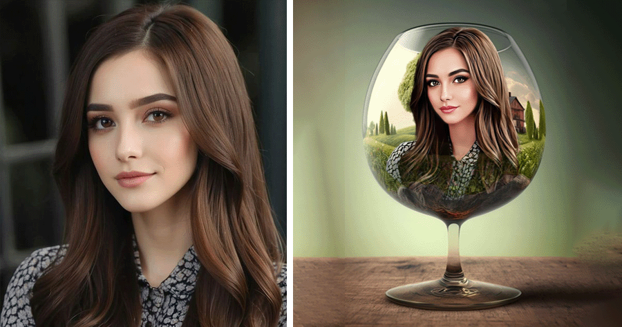 🍷 Edit Your Photo With A Purple Glass & Cartoon Effect!