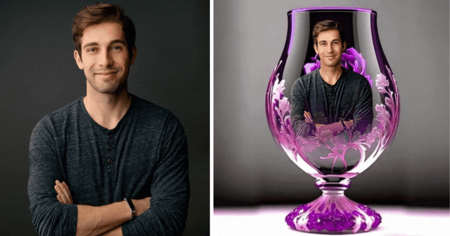 Create Your Photos Inside A Glass For Free!