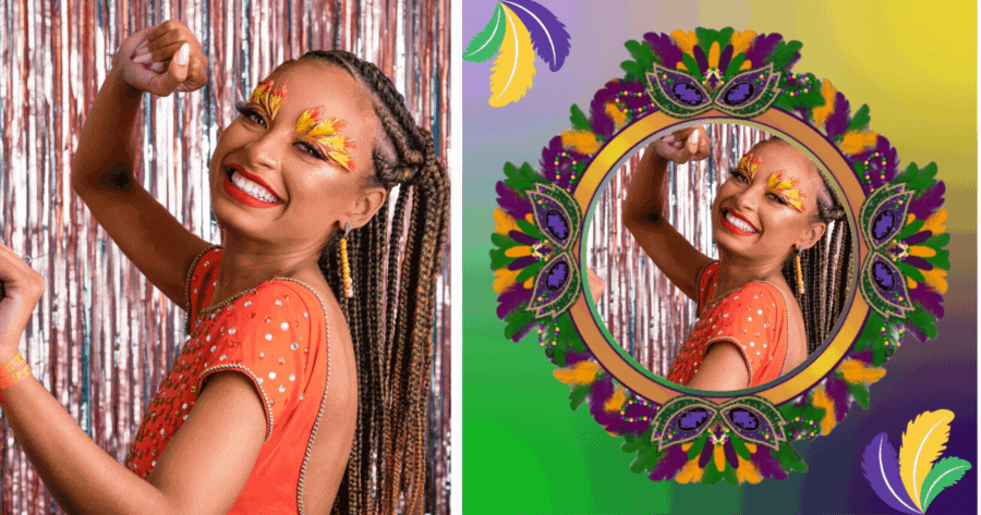 Get Your Mardi Gras Photo Frame In 1 Second For Free