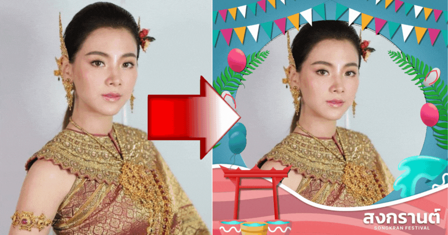 Khung ảnh thiết kế đưa bạn đắm ch&igrave;m v&agrave;o niềm vui Songkran