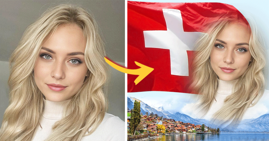 F&uuml;gen Sie Ihr Foto in den Rahmen der Schweizer Nationalfeiertagsflagge ein
