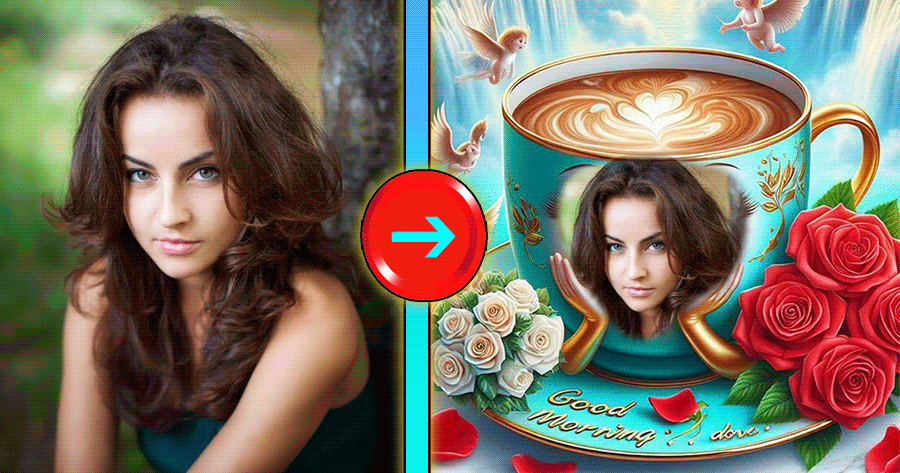 Capture Your Photo Into The Coffee Art Frame ☕