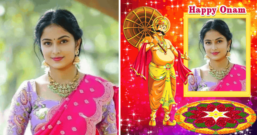 Add Your Photo To Celebrate Onam Glitter Festival