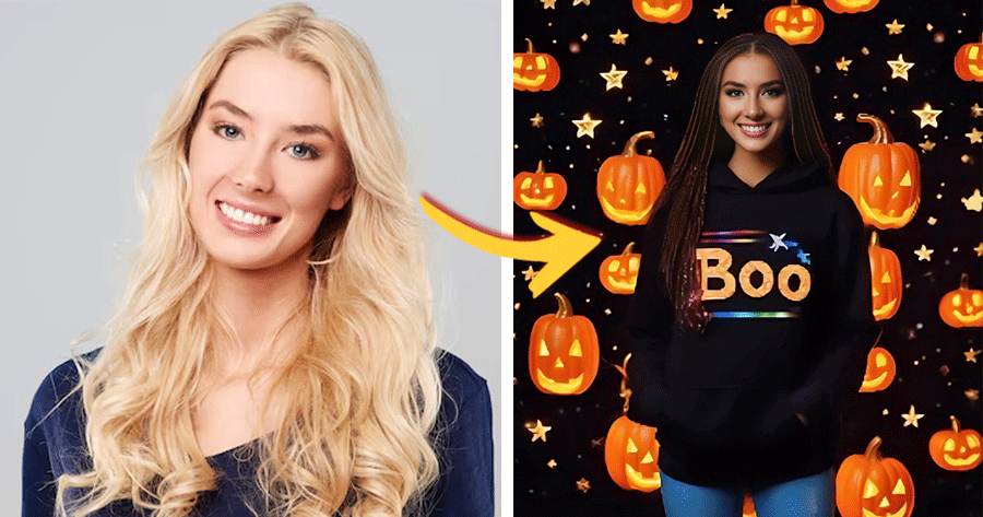 Laden Sie Ihr Foto hoch und rahmen Sie es mit K&uuml;rbissen ein