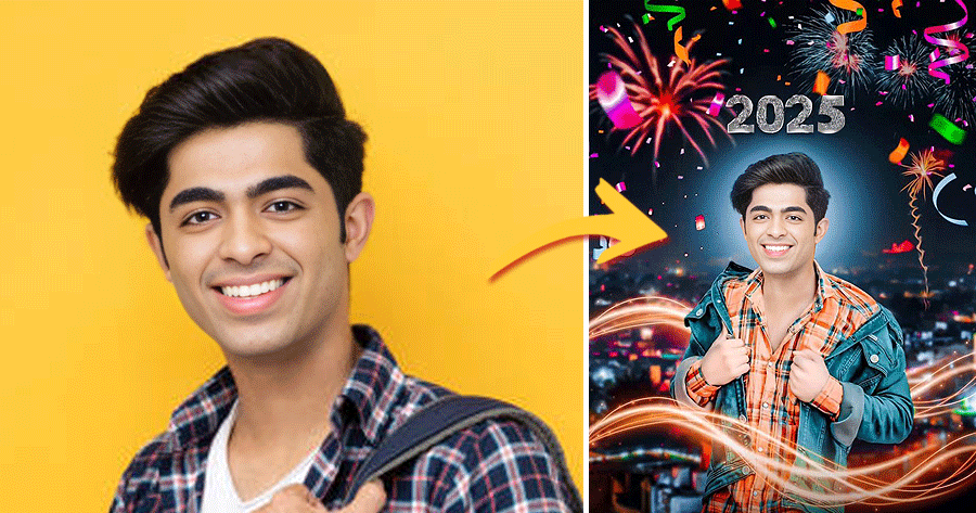 Generate Your Stylish Photo With New Year Background!