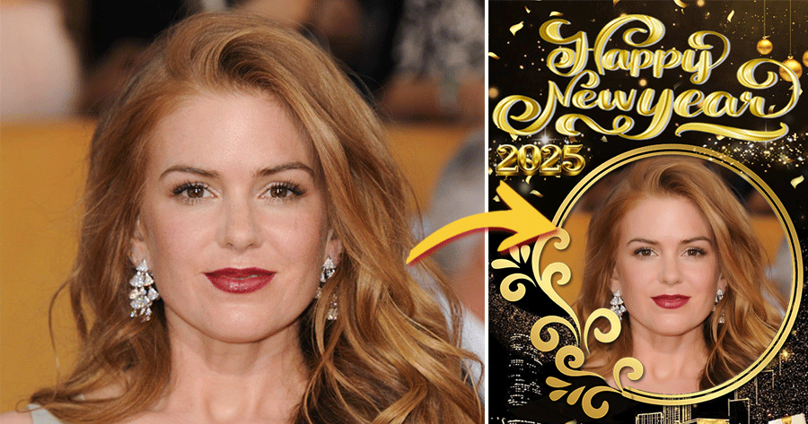 Fa&ccedil;a sua foto de 2025 com uma moldura dourada glamourosa!