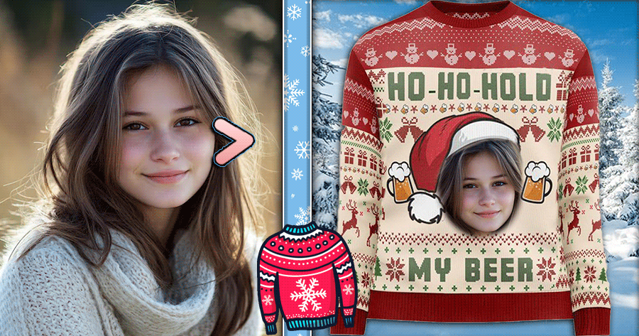 Crie seu su&eacute;ter de Natal personalizado com sua foto