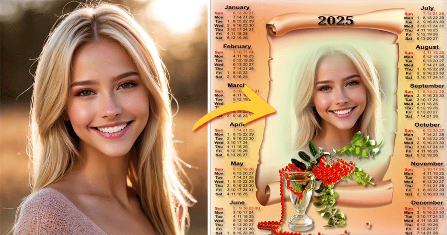 Celebre 2025 Com Uma Moldura de Calend&aacute;rio de Rolagem de Ano Novo!