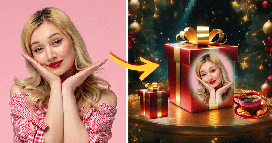 Transforme suas fotos em molduras de presente de Natal